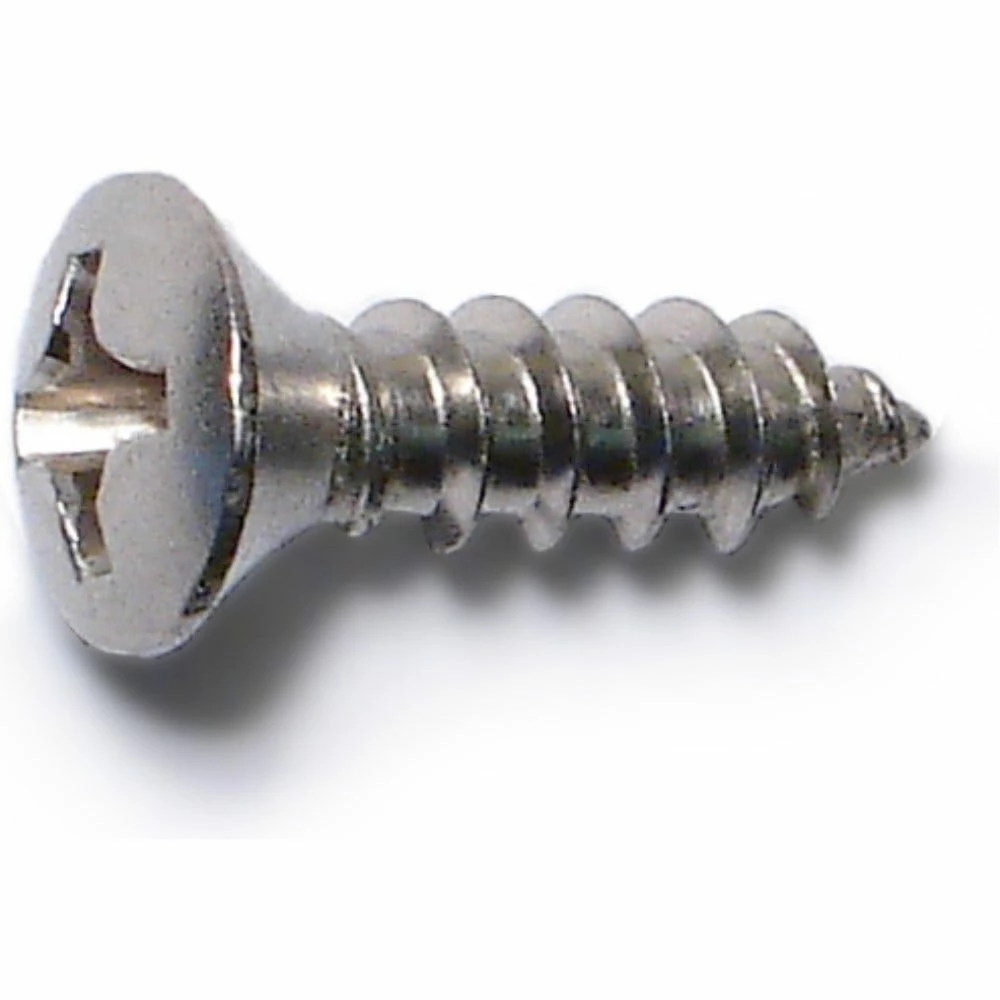 Midwest Fastener #6 x 1/2" 18-8 Stainless Phillips Oval Head Sheet Metal Screws - 82241 - Bolts - Image 2