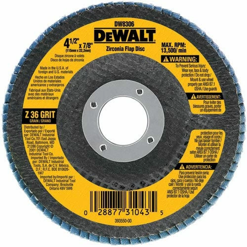 DeWalt 4 1/2" x 7/8" 60G Type 29hp Flap Disc DW8308 - Replacement Parts & Accessories