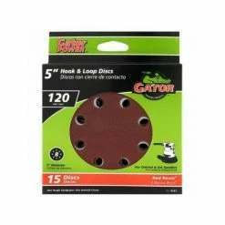 Gator Ali Industries 5 Inch 8 Hole 120 Grit Hook & Loop Sanding Disc 15 Pack - 4141 - Sandpaper