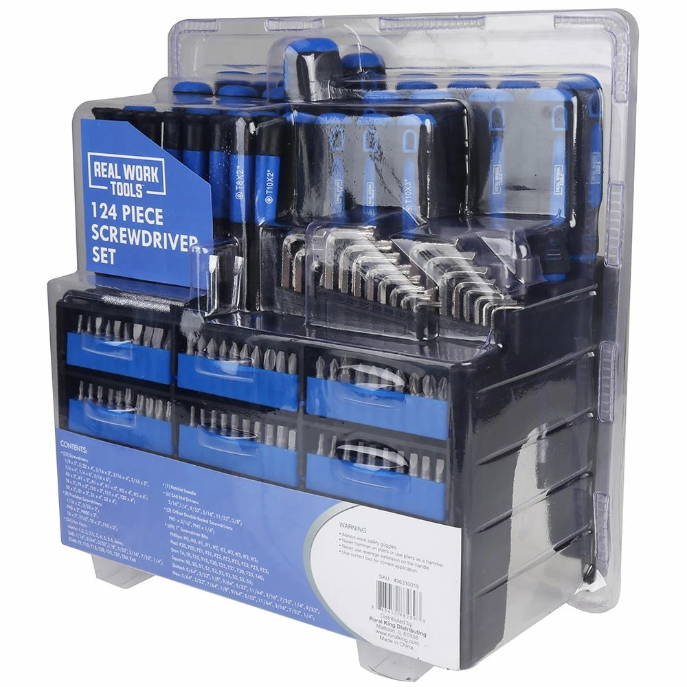 Real Work Tools™ Screwdriver Set with Stand, 124-Piece - 88-289-0204 - Screw Drivers - Image 5