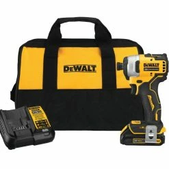 DeWalt Atomic 20-Volt MAX* Lithium-Ion Brushless Cordless Compact 1/4" Impact Driver with (1) Battery 1.3Ah, Charger & Tool Bag DCF809C1 - Drills & Drivers