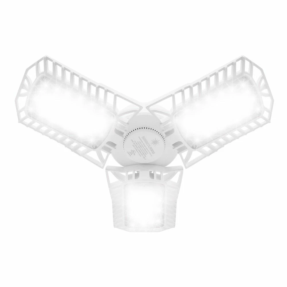 Bright Living LED Garage Lights- 6000 Lumen 5000K Daylight 60W, Three Leaf Ceiling Light White - Lighting & Light Fixtures - Image 3