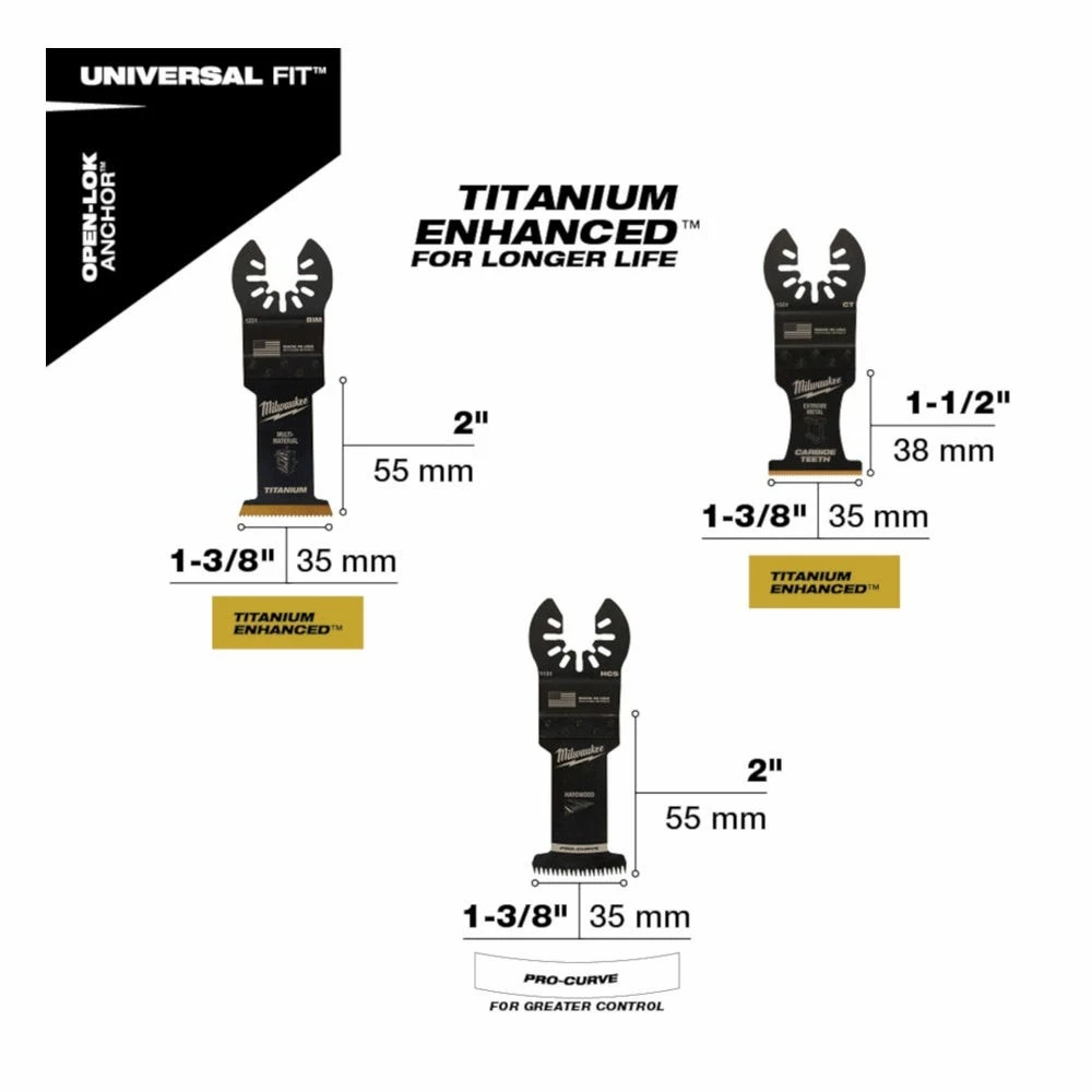 Milwaukee® Open-Lok™ 3 Piece All Purpose Multi-Tool Blade Variety Pack - 49-10-9001 - Blades & Knives - Image 4