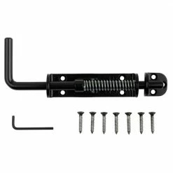 National Hardware V1142 Spring Loaded Heavy Duty Sliding Bolt Black - N109-214 - Catches & Latches