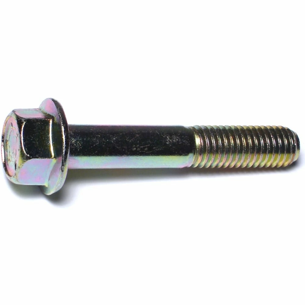 Midwest Fastener 1/2"-13 x 3" Yellow Zinc Plated Grade 8 Coarse Thread Hex Washer Head Flange Bolts - 87669 - Image 2