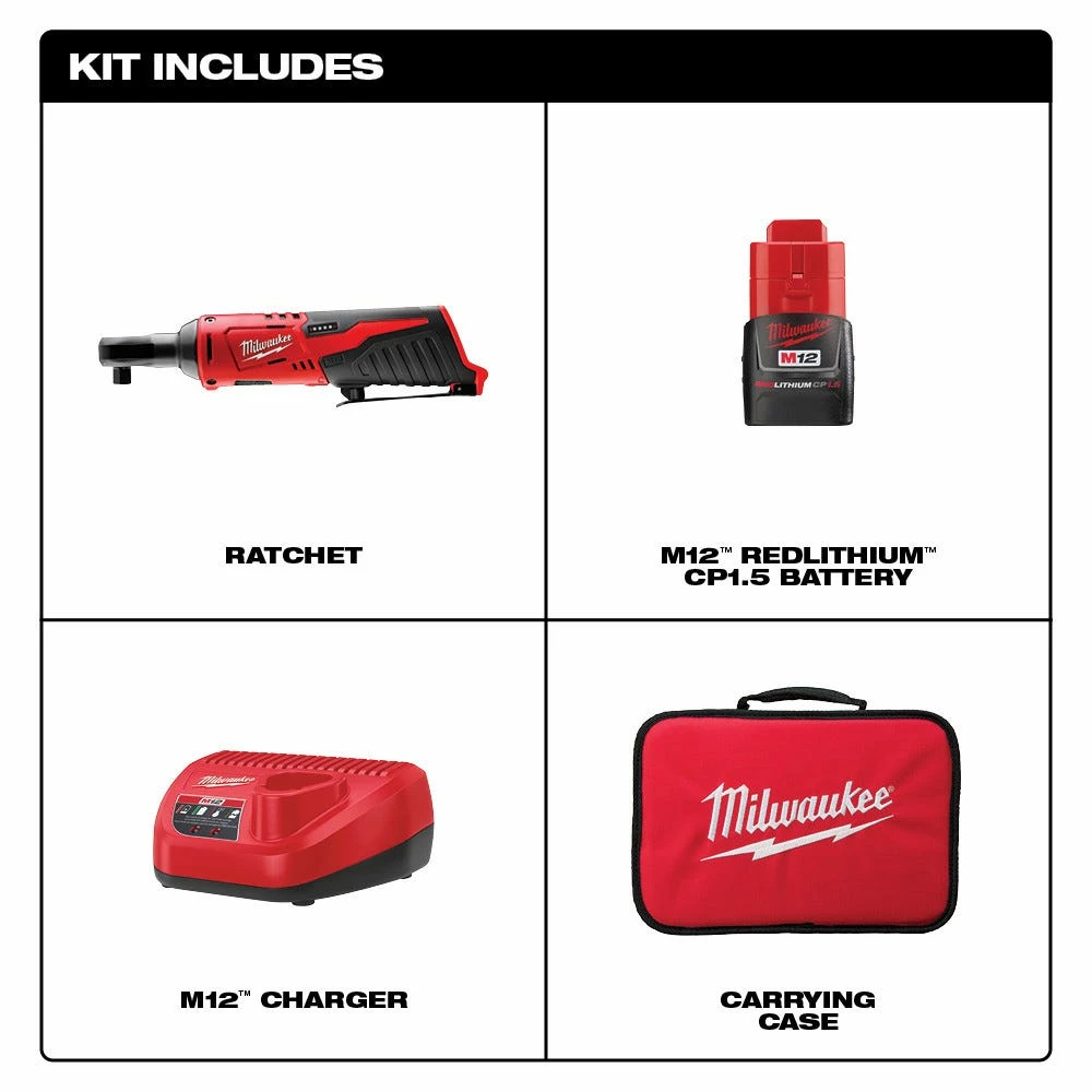 Milwaukee Tools M12 Cordless 3/8" Lithium Ion Ratchet Kit - 2457-21 - Other - Image 6