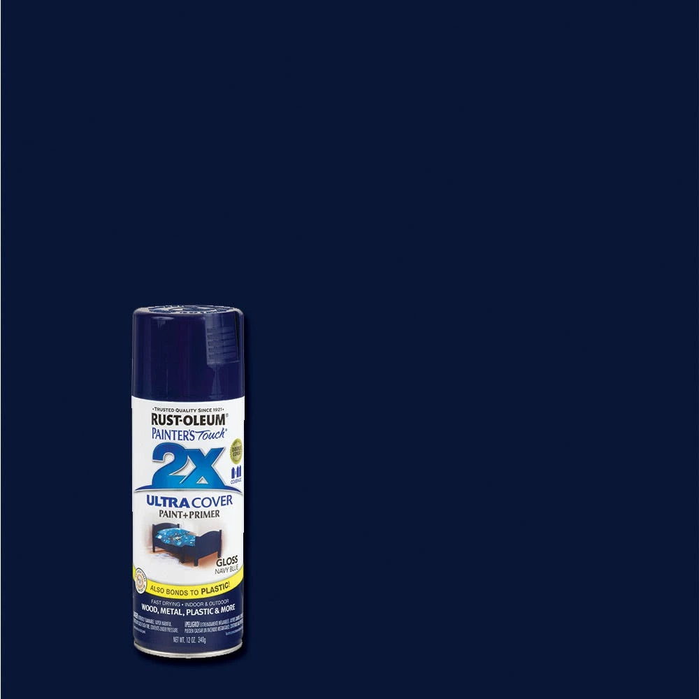 Rust-Oleum Painter's Touch 2 x Ultra Cover Paint and Primer Navy Blue Gloss Spray - 249098 - Spray Paint - Image 2
