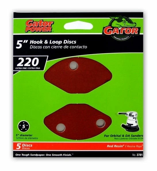 Gator Ali Industries 5 Inch 220 Grit Sanding Disc 5 Pack - 3781 - Sandpaper