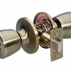 Master Lock Tulip Style Bed and Bath Door Knob Antique Brass - TUO0305 - Door Hardware