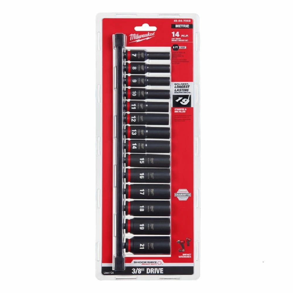 Milwaukee Shockwave™ Impact Duty™ 3/8" Drive Metric Deep 6 Point Socket Set, 14-Piece - 49-66-7008 - Sockets & Socket Sets - Image 2