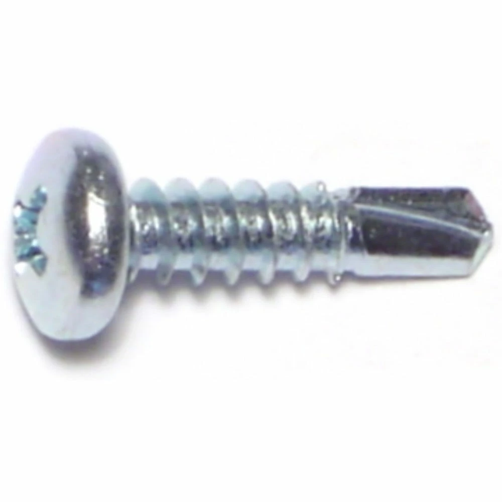Midwest Fastener #10-16 x 3/4" Zinc Plated Phillips Pan Head Self-Drilling Screws - 23097 - Bolts - Image 2