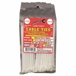 Tool City Natural 5.7" 40 lb. Tensile Light Duty Cable Ties, 100 Piece - 14030 - Fasteners, Clamps & Vices