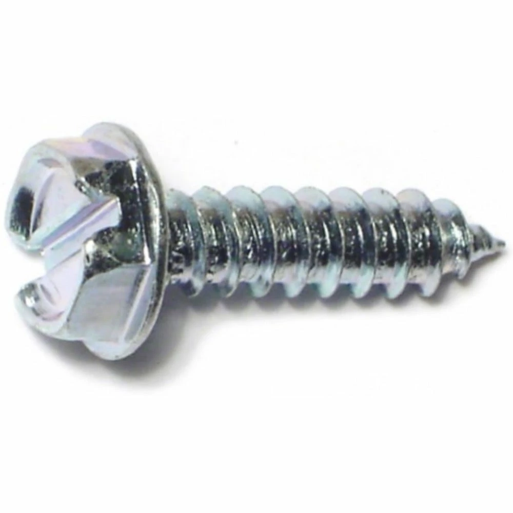 Midwest Fastener #10 x 3/4" Zinc Plated Slotted Hex Washer Head Sheet Metal Screws - 10183 - Bolts - Image 2