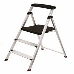 Rubbermaid Branded 3 Step Aluminum Step Stool RMA-3 - Ladders