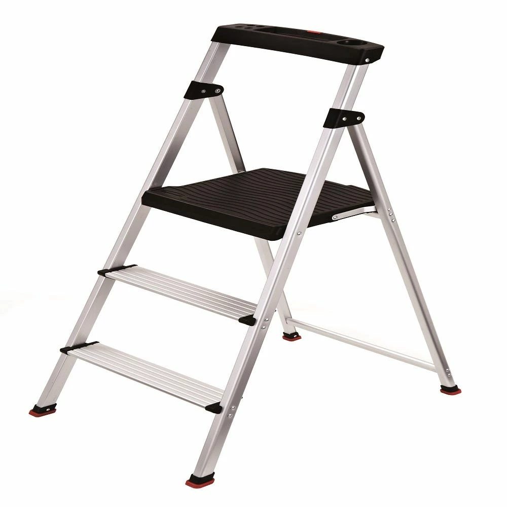 Rubbermaid Branded 3 Step Aluminum Step Stool RMA-3 - Ladders