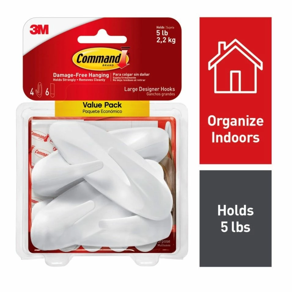 Command™ Designer Hooks Value Pack, 4 large hooks, 6 large strips 17083-4ES - Miscellaneous Hardware - Image 2