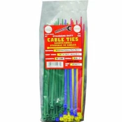 Tool City Assorted Color 8" 50 lb. Tensile Standard Duty Cable Ties, 100 Piece - 14071 - Fasteners, Clamps & Vices