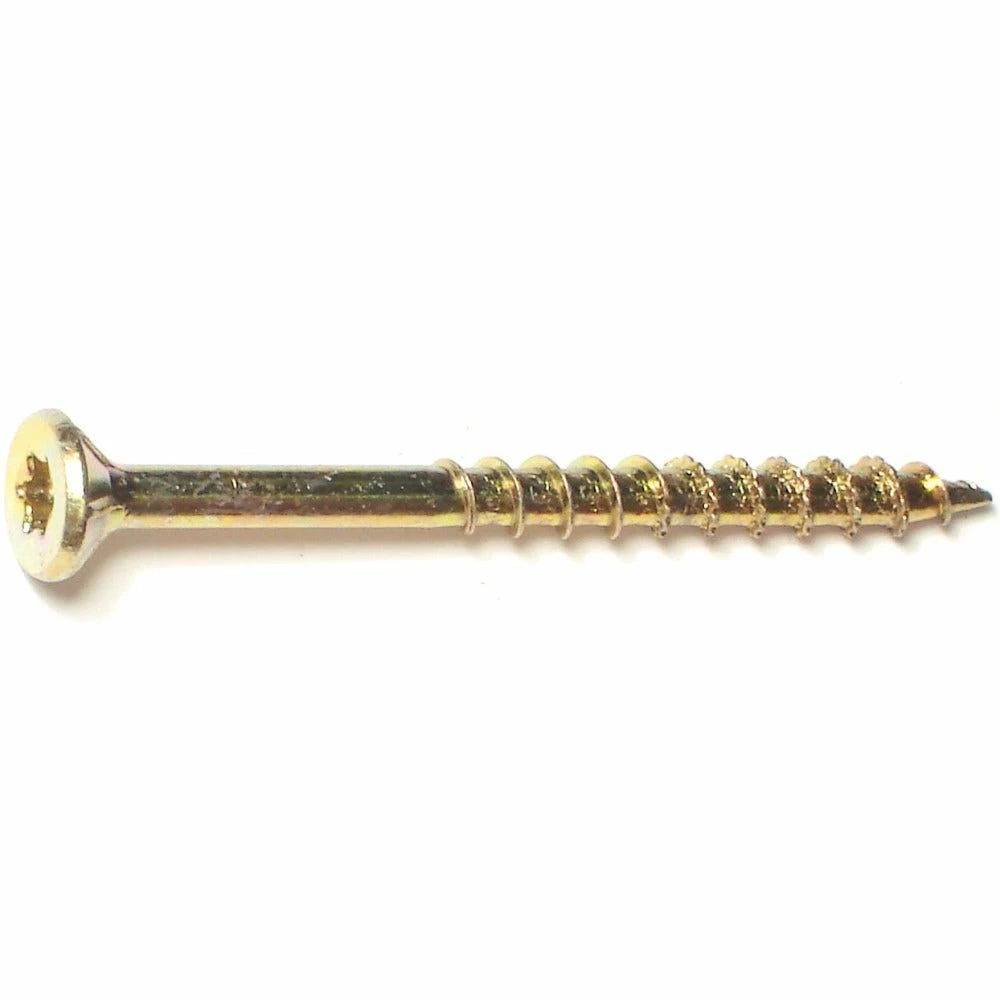 Midwest Fastener #8 x 2" Yellow Zinc Star Drive Bugle Head Saberdrive Wood Screws - 24103 - Bolts - Image 2