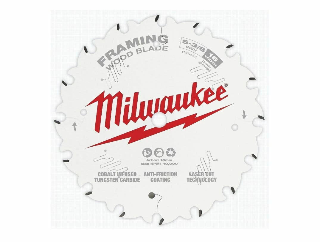 Milwaukee 5-3/8 Inch 16T Framing Circular Saw Blade 48-40-0522 - Circular Saw Blades - Image 2