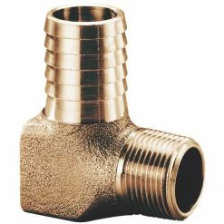 Water Source 3/4" Barbed x 3/4" Male NPT Brass Hydrant Elbow, No Lead - HE7575NL - Brass Fittings