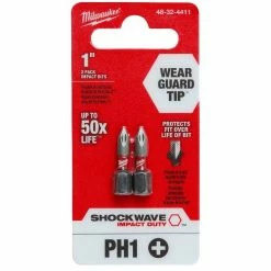 Milwaukee Shockwave 2-Piece Impact Phillips -1 Insert Bits 48-32-4411 - Drill Bits