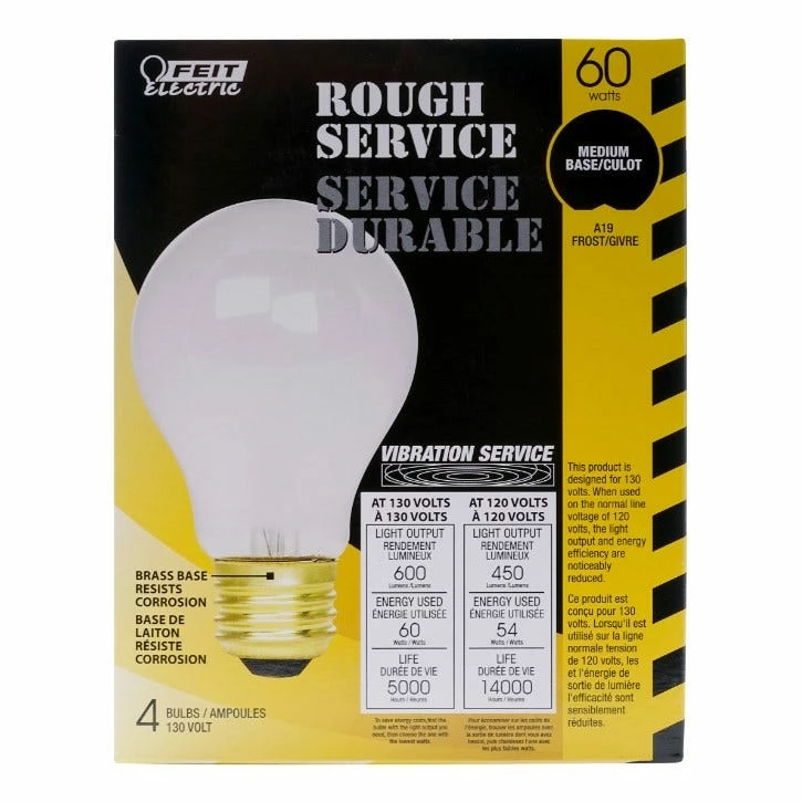 Feit Electric 60-Watt A19 Vibration Resistant Incandescent Bulb - 60AVS4-130CAN - Bulbs - Image 2