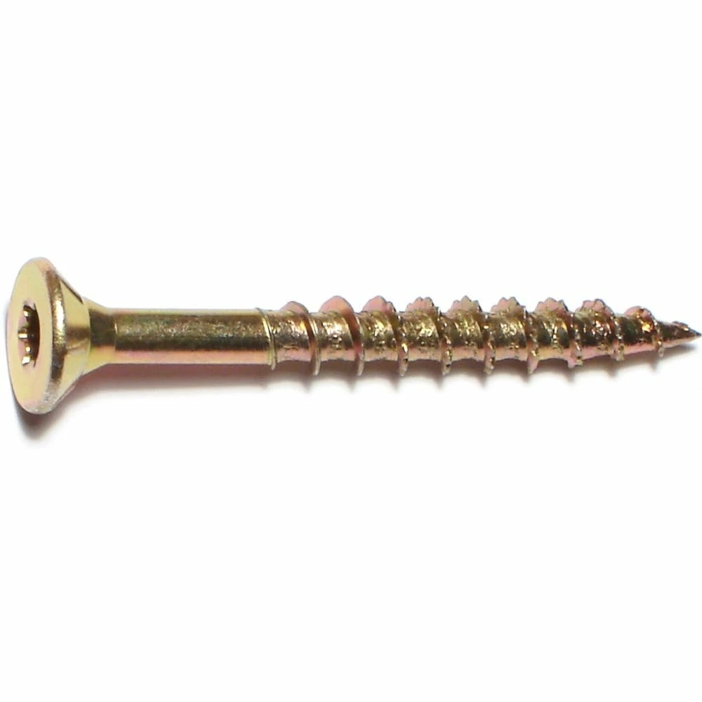 Midwest Fastener #12 x 2" Yellow Zinc Star Drive Bugle Head Saberdrive Interior Wood Screws - 24110 - Bolts - Image 2