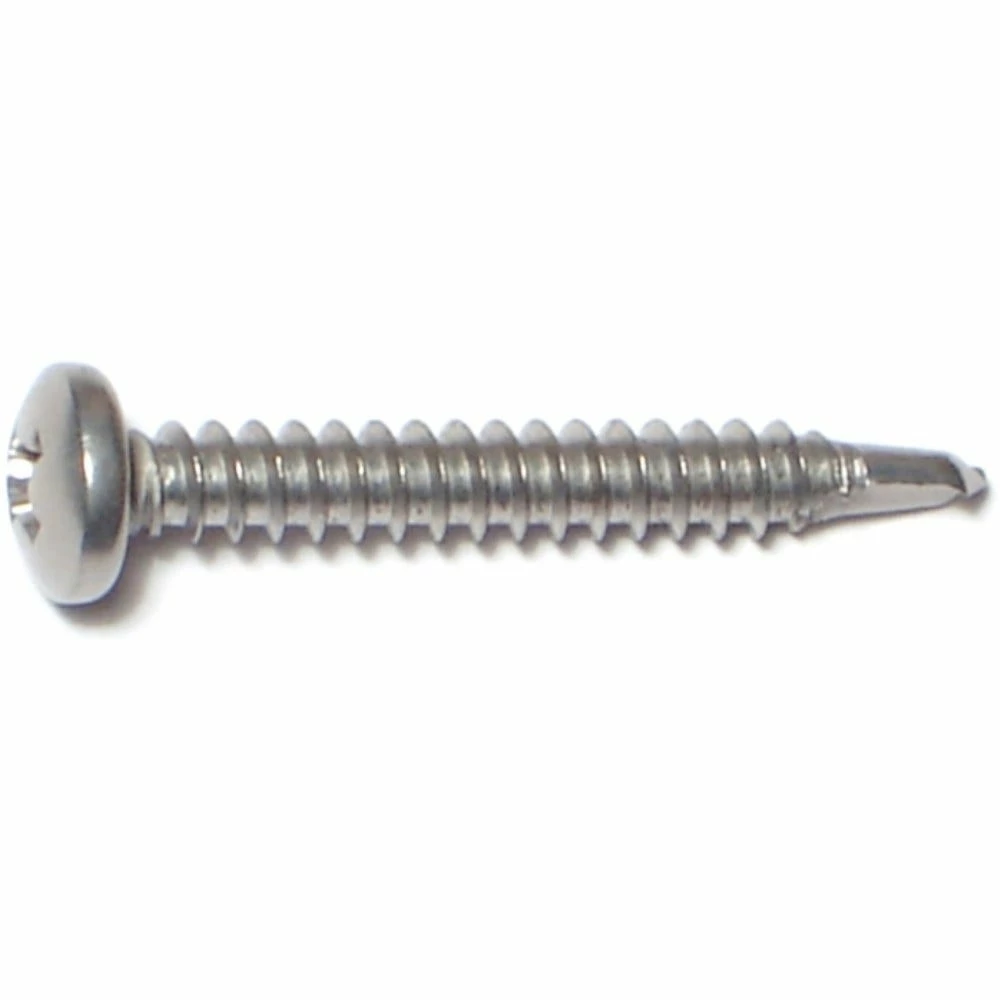 Midwest Fastener #8-18 x 1-1/4" 410 Stainless Phillips Pan Head Self-Drilling Screws - 24159 - Bolts