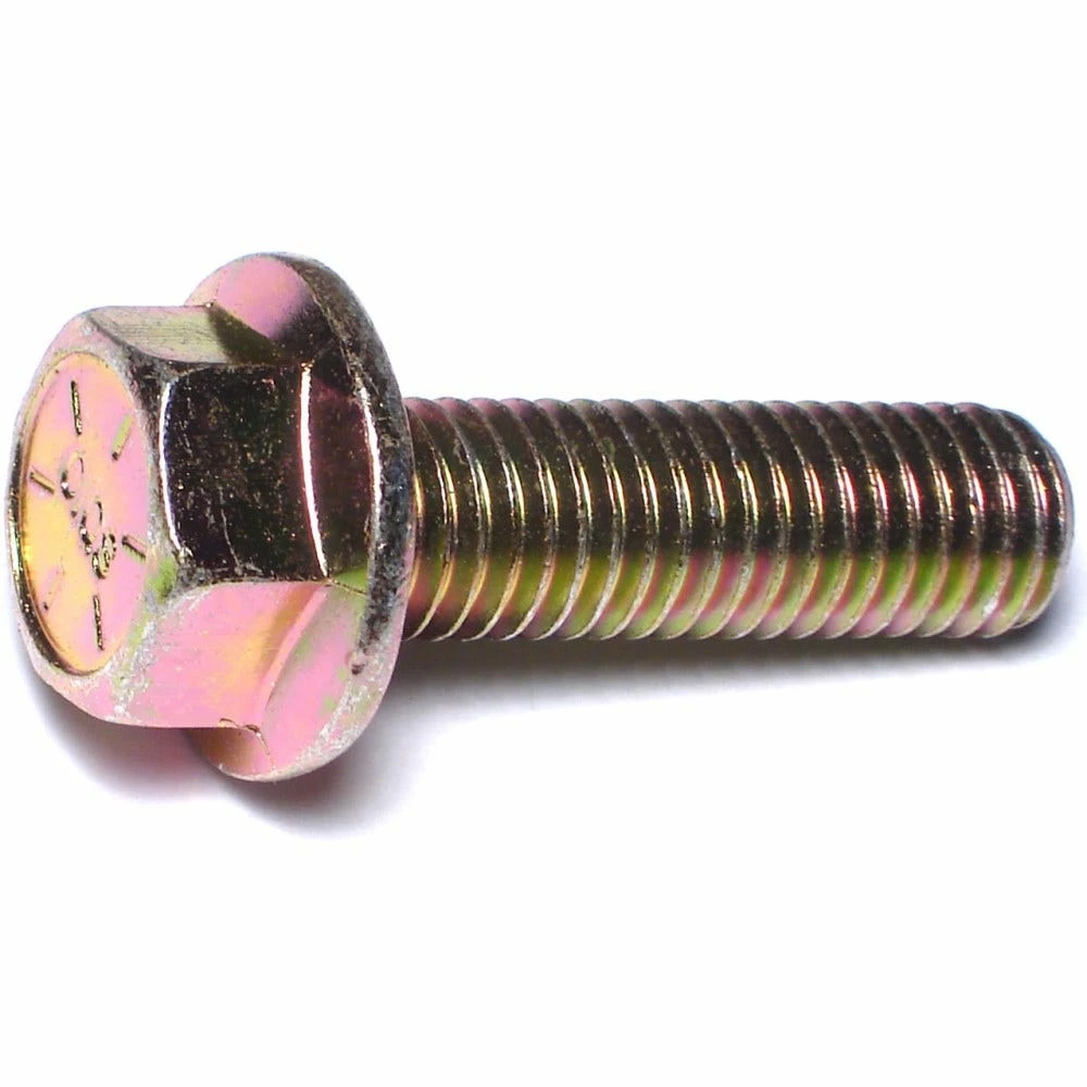 Midwest Fastener 1/2"-13 x 1-3/4" Yellow Zinc Plated Grade 8 Coarse Thread Hex Washer Head Flange Bolts - 87665 - Image 2